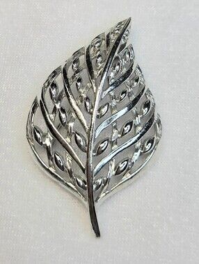 Source Unknown Silver Leaf Brooch
